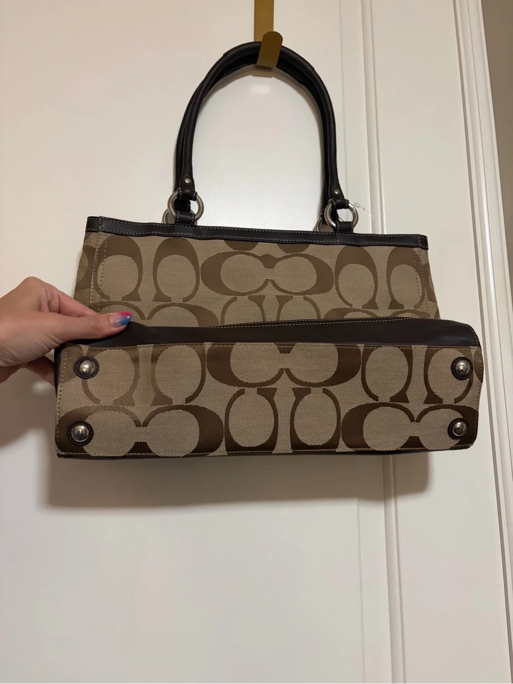 NWT 🤎🥥🐆 Coach Park Signature Carry All Khaki Mahogany Canvas Tote 🤎🥥🐆